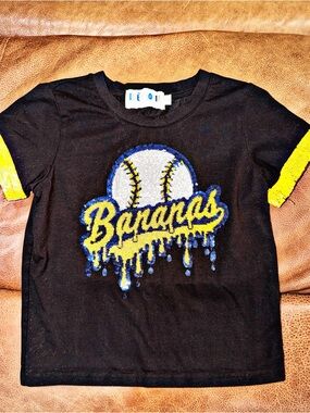 Black Kids' 'Savanas Bananas' Sequin Baseball Tee size 6